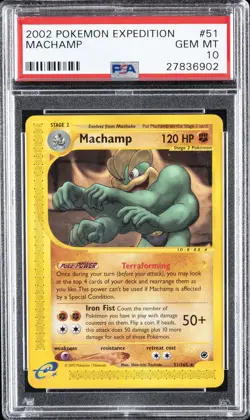 2002 POKEMON EXPEDITION #51 MACHAMP PSA 10 - Image 1