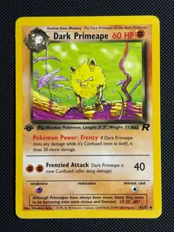 1# Pokemon Cards Dark Primeape 43/82 1ST EDITION Team Rocket Uncommon - Image 1