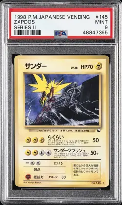 1998 POKEMON JPN VENDING SER II #145 ZAPDOS PSA 9 - Image 1