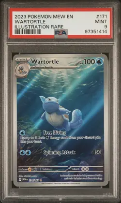 2023 Pokemon TCG Mew En Wartortle 171/165 Illustration Rare PSA MINT 9 - Image 1