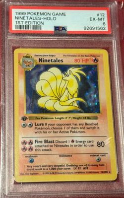 1999 POKEMON BASE SET 1ST EDITION #12 NINETALES-HOLO PSA 6 - Image 1