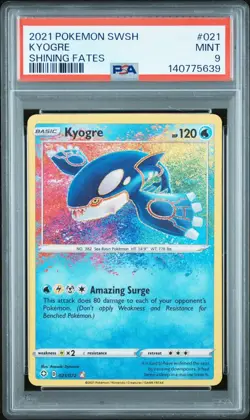 2021 POKEMON SWORD & SHIELD SHINING FATES 021 KYOGRE PSA 9 MINT - Image 1