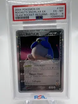 Rocket's Snorlax Ex #104 PSA 6 Pokemon Team Rocket Returns EX-MT English - Image 1