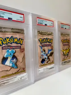 1999 Pokemon Fossil – 1st Edition – PSA 9 GRADED ART SET - 3 Packs - Image 3