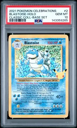 2021 POKEMON CELEBRATIONS CLASSIC COLL #2 BLASTOISE-HOLO PSA 10 - Image 1