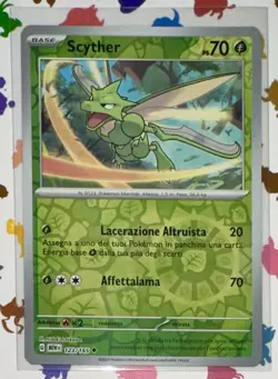 POKEMON SCYTHER REVERSE FOIL 123/165 SET 151 ITALIANO MINT NUOVO! - Image 1