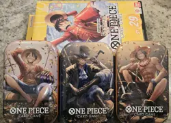 One Piece Tin Set Vol. 2 set of 3 with sealed Egghead Starter Deck ST-29 New - Image 1