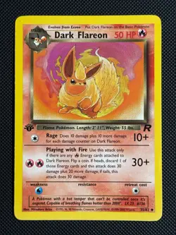 1# Pokemon Cards Dark Flareon 35/82 1ST EDITION Team Rocket Uncommon - Image 1
