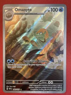 Pokemon Omanyte 180/165 Scarlet Violet 151 English AR Full Art Holo NM Card - Image 1