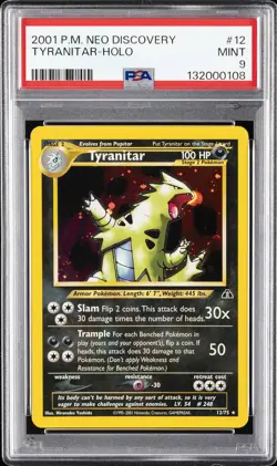 2001 POKEMON NEO DISCOVERY #12 TYRANITAR-HOLO PSA 9 - Image 1