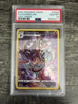 2022 POKEMON SWSH LOST ORIGIN TG04 FA CHANDELURE PSA GEM MT 10 - Image 1