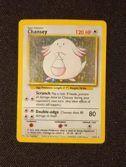 Pokemon TCG Chansey Base Set Rare Holo - 3/102 1999 120HP Vintage MP - SEE PICS! - Image 1