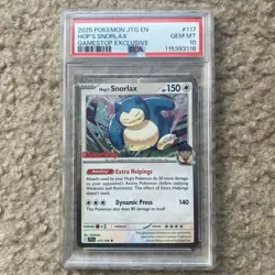 HOP'S SNORLAX PSA 10 2025 POKEMON JOURNEY TOGETHER #117/159 GAMESTOP EXCLUSIVE - Image 1