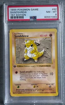 1999 Pokemon Game Sandshrew 1st Edition NM MT 8 - Image 1