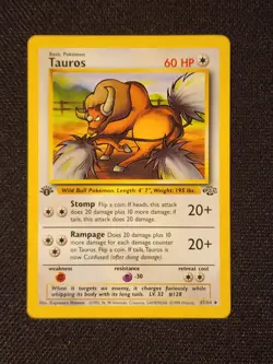 1999 Tauros Pokemon Jungle Set - 1st Edition - 60HP #47/64 - SEE GREAT PICS! - Image 1
