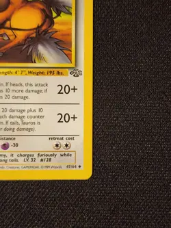1999 Tauros Pokemon Jungle Set - 1st Edition - 60HP #47/64 - SEE GREAT PICS! - Image 3