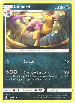 POKEMON CARD LIEPARD 136/236 NO 510 CRUEL POKEMON TCG CCG - Image 1