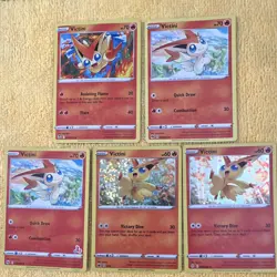 Pokemon TCG Victini Sword & Shield Basic Regular Holo Card Lot 5 Cards - Image 1