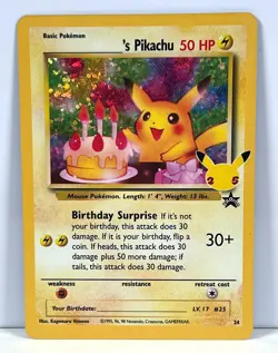 Birthday Pikachu 24 Black Star Promo Card Celebrations 25th Anniversary Pokemon - Image 1