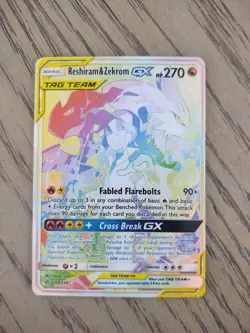 Reshiram & Zekrom GX 259/236 Pokemon Cosmic Eclipse Full Art Rainbow Rare!!! WOW - Image 1