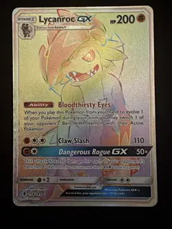 Lycanroc GX 156/145 Guardians Rising Secret Rainbow Rare Pokemon Card - Image 1