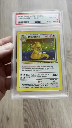 PSA 8 Pokemon Fossil Unlimited Holo Rare Dragonite 4/62 NM/MINT Condition!! - Image 2