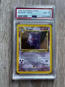 PSA 8 Pokemon Gengar TCG Fossil 5/62 - Holo Rare (1999) - Image 1