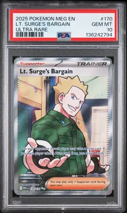 2025 POKEMON MEG EN-MEGA EVOLUTION ULTRA RARE #170 LT. SURGE'S BARGAIN PSA 10 - Image 1