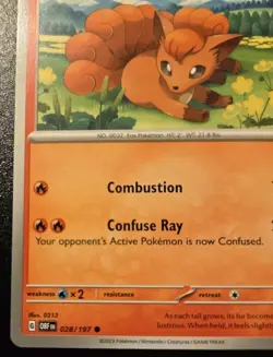 Vulpix 028/197 Common Scarlet & Violet: Obsidian Flames Pokemon TCG - Image 4