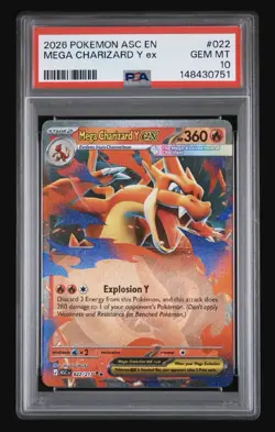 Mega Charizard Y ex 022/217 Double Rare ME: Ascended Heroes Pokemon FIRST PSA 10 - Image 1