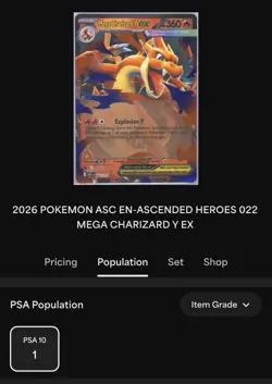 Mega Charizard Y ex 022/217 Double Rare ME: Ascended Heroes Pokemon FIRST PSA 10 - Image 3