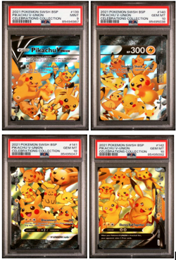 Full Set of 4 PSA 10 9 Pikachu V-Union 2021 Pokemon Celebration 139 140 141 142 - Image 1