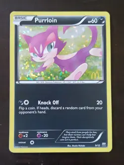 Pokemon Purrloin 2012 McDonalds Promos 9/12 Holo Promo - Image 1