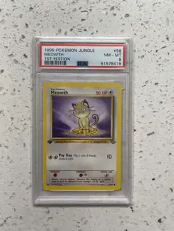 1999 PSA 8 Pokemon Jungle Meowth 1st Edition #56 Graded - Image 1