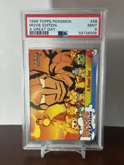 Pokemon 1999 Topps Movie Edition a Great Day #58 Mint PSA 9 Blue Topps Logo - Image 1