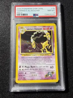 Sabrina's Alakazam Holo Rare 16/132 2000 Pokemon Gym Challenge PSA 8 🌀SWIRL🌀 - Image 1