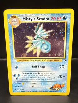 Pokemon TCG Misty's Seadra Holo Rare Gym Heroes Prerelease 9/132 AC - Image 1