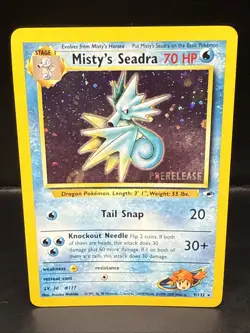 Pokemon TCG Misty's Seadra Holo Rare Gym Heroes Prerelease 9/132 AC - Image 2