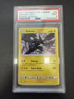 PSA 9 MINT - 2017 Pokemon Sun & Moon Zekrom - Holo Shining Legends - Image 1