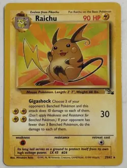 1999 Raichu 29/62 Fossil Non Holo Rare Pokemon TCG Cards WOTC Vintage NM/LP - Image 2