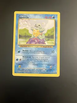 Squirtle 63/102 Base Set 40HP English Common Vintage Pokemon TCG Card 1999 - Image 1