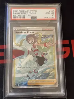 Pokemon TCG Korrina's Focus 160 Holo Full Art Ultra Rare Battle Styles PSA 10 - Image 1