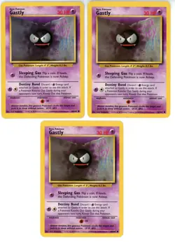 Gastly 50/102 - 3x - 1999 English Base Set Pokemon Cards - LP x3 - Image 1