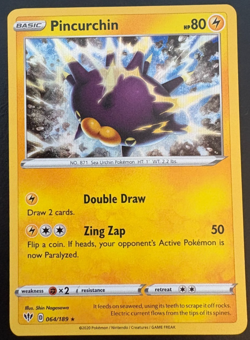 Pokemon Pincurchin 064/189 Darkness Ablaze Holo Rare Card NM - Image 1