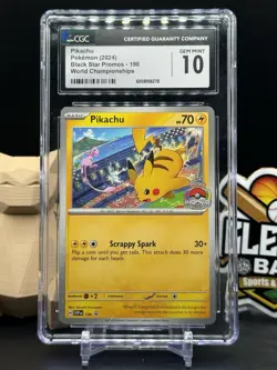 Pikachu 190 Pokemon TCG Black Star Promo Card World Championships CGC 10 (CB) - Image 1