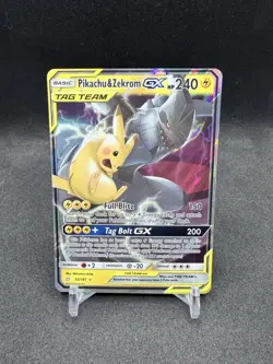 Pokemon Pikachu & Zekrom GX TCG Sun & Moon Team Up Holo Ultra Rare Card 33/181 - Image 1
