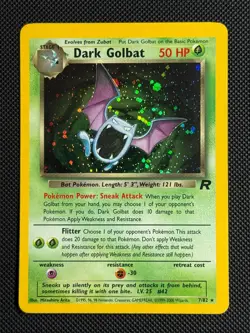 1# Pokemon Cards Dark Golbat 7/82 Team Rocket Holo Rare - Image 1