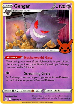 Pokemon TCG Gengar 066/196 Lost Origin Trick or Trade Stamped Holo Rare - Image 1