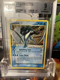 Pokemon BGS 9.0 Suicune Gold Star Unseen Forces 115/115 Holo - Image 1