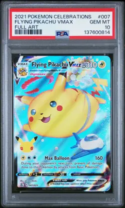 2021 POKEMON CELEBRATIONS #007 FULL ART/FLYING PIKACHU VMAX PSA 10 - Image 1